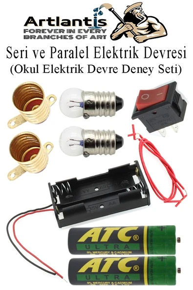 Seri ve Paralel Basit Elektrik Devresi 1 Paket Deney Seti Sarı Mini Duy 2 Adet Mini Ampul 2 Adet Anahtar İş Eğitimi Seti ürün görseli 1