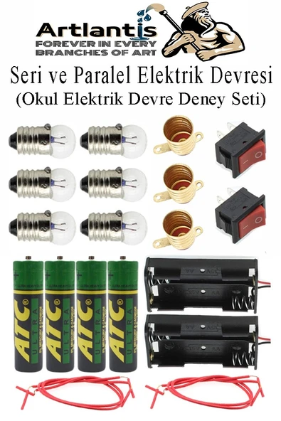 Seri ve Paralel Basit Elektrik Devresi 1 Paket Deney Seti Sarı Mini Duy 6 Adet Mini Ampul 3 Adet Anahtar İş Eğitimi Seti ürün görseli 1