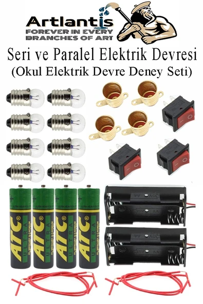 Seri ve Paralel Basit Elektrik Devresi 1 Paket Deney Seti Sarı Mini Duy 4 Adet Mini Ampul 8 Adet Anahtar İş Eğitimi Seti ürün görseli 1