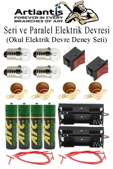 Seri ve Paralel Basit Elektrik Devresi 1 Paket Deney Seti Sarı Mini Duy 4 Adet Mini Ampul 4 Adet Anahtar İş Eğitimi Seti ürün görseli 1