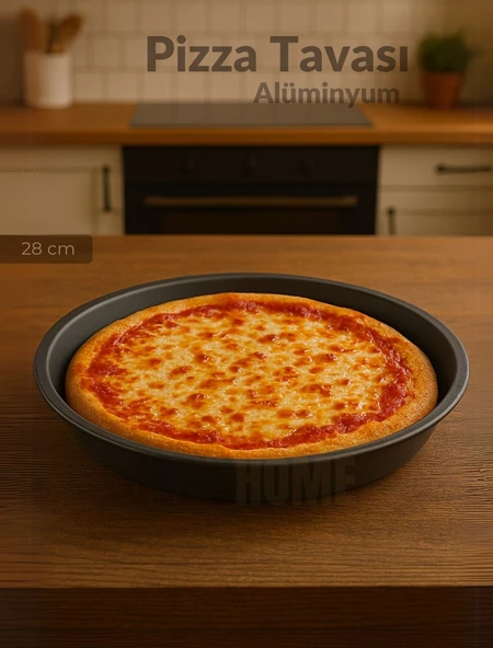 Pizza Tavası Alüminyum Pizza Tepsisi Yapışmaz Lahmacun Pide Tavası 28 Cm ürün görseli 1