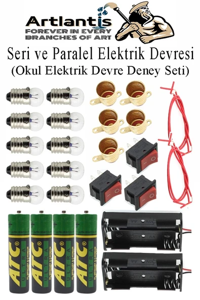 Seri ve Paralel Basit Elektrik Devresi 1 Paket Deney Seti Sarı Mini Duy 5 Adet Mini Ampul 10 Adet Anahtar İş Eğitimi Set ürün görseli 1