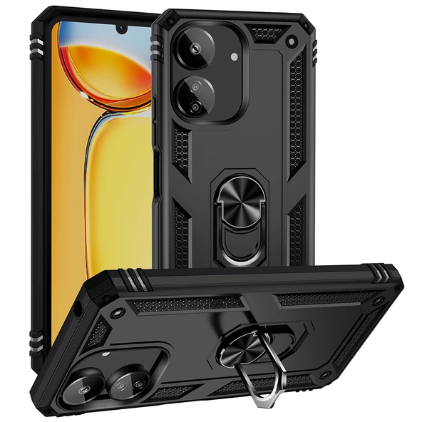 Xiaomi Poco C65 Kılıf Vega Tank Sert Yüzüklü Standlı Zırh Koruma Kapak ürün görseli 1