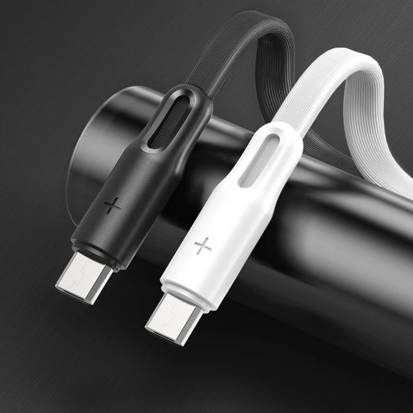 Rock S1 Micro USB Şarj ve Data Kablosu Flat Yassı 1mt 2A Siyah - Resim 3