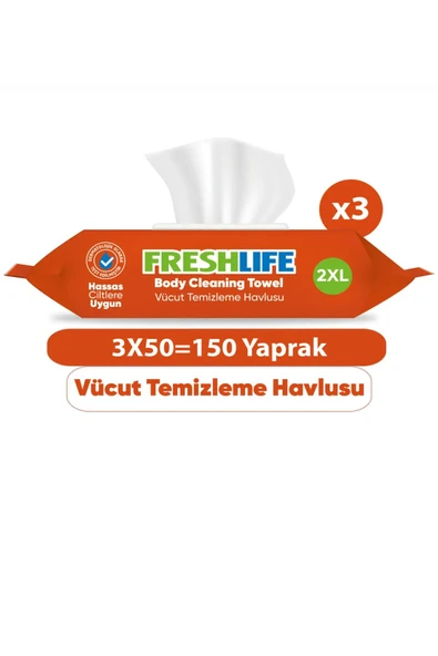 vücut temizleme mendili 50*3 paket ürün görseli 1