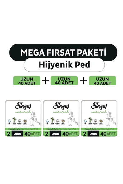 Natural Ultra Hassas Hijyenik Ped Mega Fırsat Paketi Uzun 120 Adet ürün görseli 1