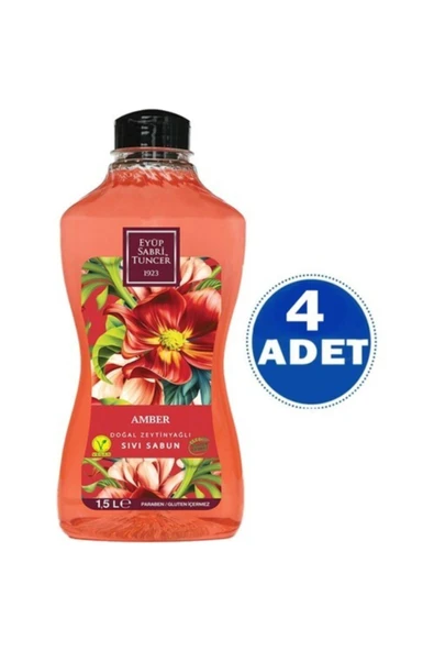 Amber Doğal Zeytinyağlı Sıvı Sabun 1.5 Lt 4 Adet ürün görseli 1