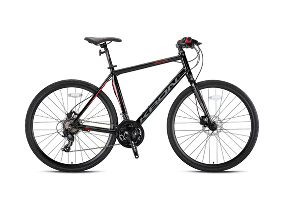 KRON SPX 100 28 JANT 21 VİTES HİDROLİK DİSK FREN SHİMANO SİSTEM ŞEHİR BİSİKLETİ 22" SİYAH-KIRMIZI/FÜME(KRN21-606) ürün görseli 1