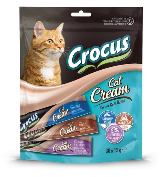 Crocus Karışık (Karidesli & Yengeçli & Somonlu - Karidesli) Krema Yetişkin Kedi Ödül Maması 30 x 15 Gr ürün görseli 1