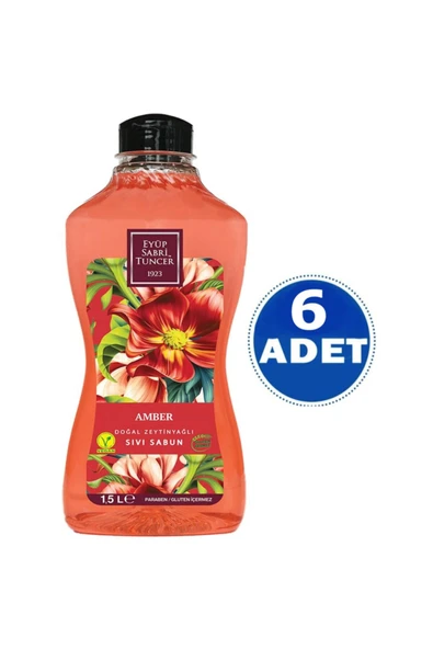 Amber Doğal Zeytinyağlı Sıvı Sabun 1.5 lt 6 Adet ürün görseli 1