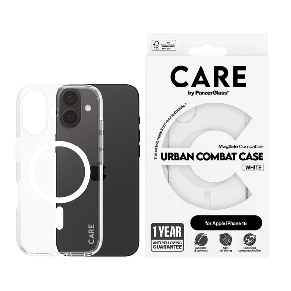 PanzerGlass Care by iPhone 16 Flagship Urban Combat MagSafe Şeffaf Kılıf ürün görseli 1
