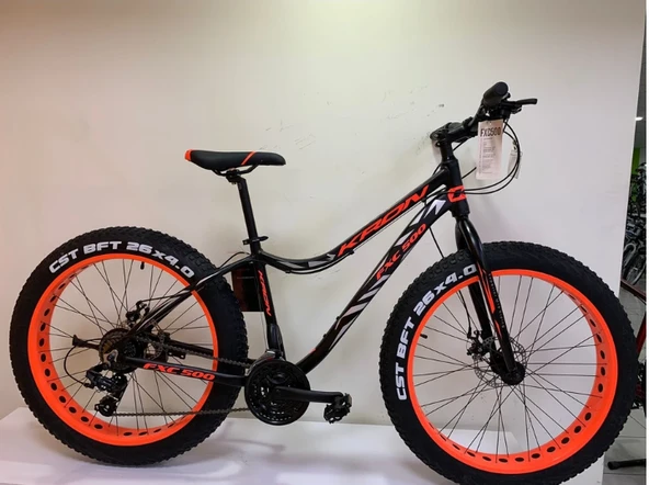 KRON FXC 500 FATBIKE 24 JANT 21 VİTES MEKANİK DİSK FREN DAĞ BİSİKLETİ MAT SİYAH-NEON TURUNCU/GRİ(KRN21-583) ürün görseli 1