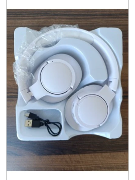 Beyaz Kulak üstü wireless Bluetooth Kulaklık - Resim 3