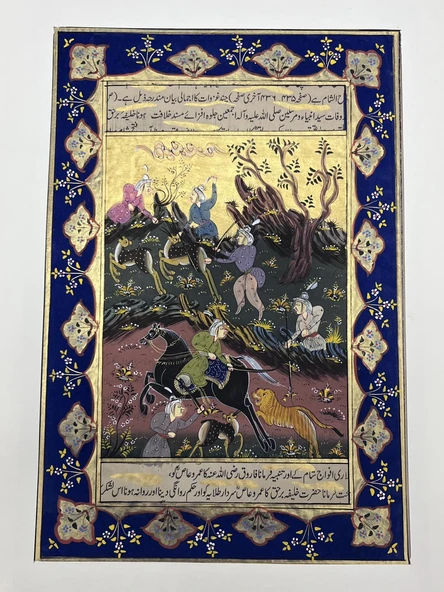 Avcılar ve Yırtıcılar Adlı El Yapımı Minyatür Resim 30x20 cm ürün görseli 1