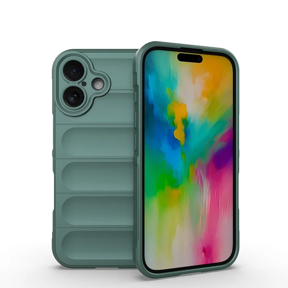iPhone 16 Kılıf Esnek TPU Oyuklu Arka Yüzey Tasarımlı Etnik Silikon Kapak ürün görseli 1