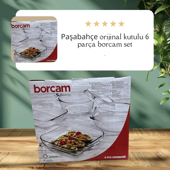 Paşabahçe borcam tepsi tencere seti -6 parça borcam çeyiz seti kutulu ürün görseli 1