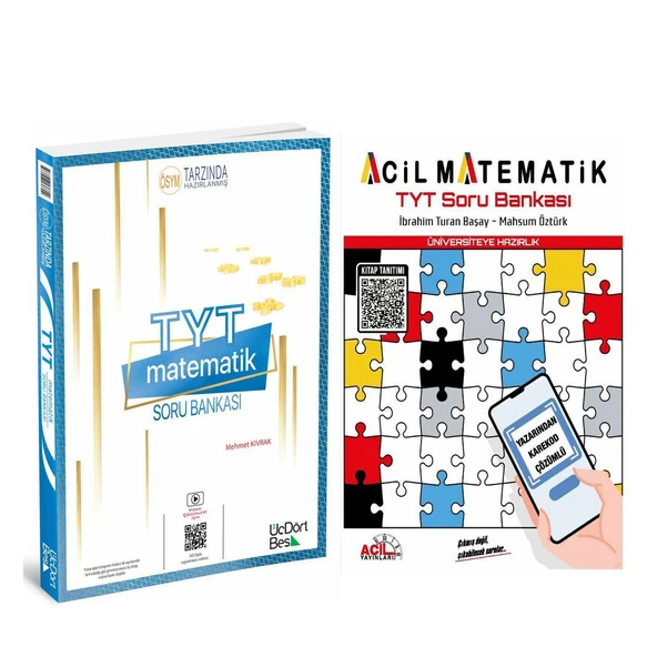 TYT Üç Dört Beş Matematik ve Acil Matematik Soru Bankası 2 Kitap Set ürün görseli 1