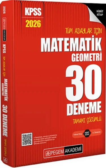 2026 KPSS Tüm Adaylar İçin Matematik Geometri 30 Deneme Tamamı Çözümlü  Pegem Yayınları ürün görseli 1