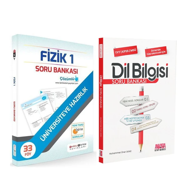 Farklı Sistem TYT Fizik ve AKM Dil Bilgisi Soru Bankası Seti 2 Kitap ürün görseli 1