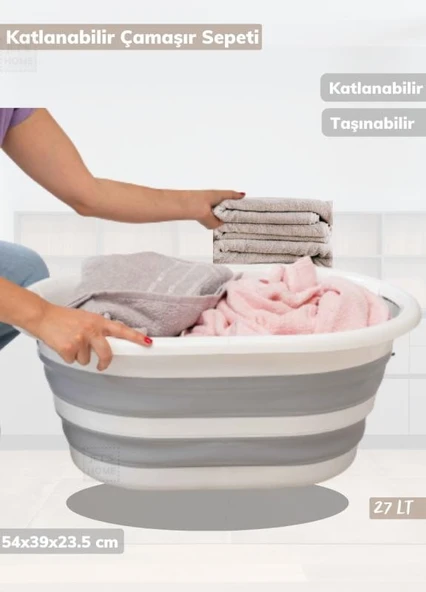 Çamaşır Sepeti Katlanır Sele Silikon Sepet Küçük Boy 27 Lt. ürün görseli 1