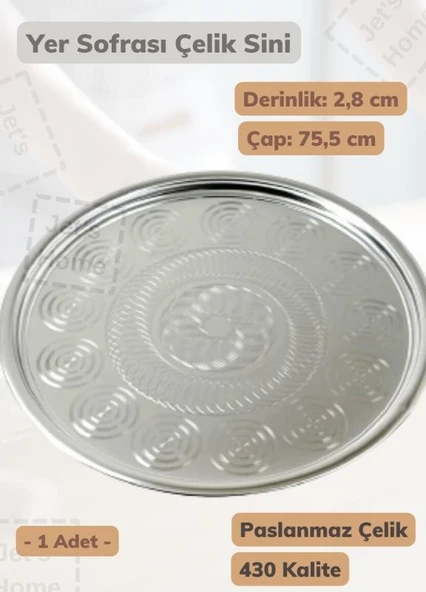 Yer Sofrası Sini 75,5 cm Çelik Tepsi Tepsi Paslanmaz ürün görseli 1