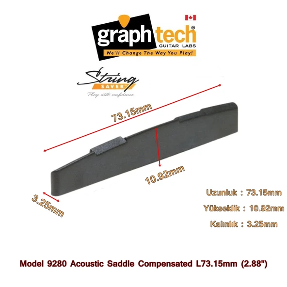 Graphtech PS-9280-C0 Black Tusq String Saver Akustik Gitar Alt Eşik ürün görseli 1
