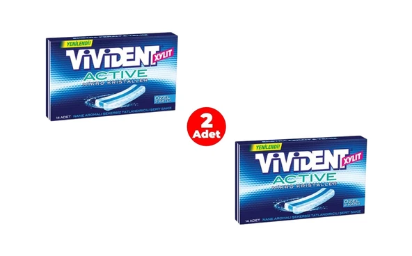 Vivident Xylit Active Mikro Kristaller Nane Aromalı Şekersiz-Tatlandırıcılı Şerit Sakız 33g (2 ADET) ürün görseli 1