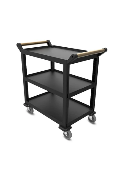 Açık Model 3 Katlı Servis Arabası Plus Siyah 96x52x107 cm ürün görseli 1