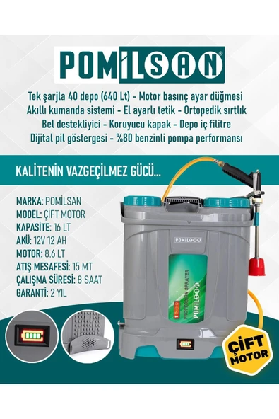 ÇİFT MOTORLU AKÜLÜ İLAÇLAMA POMPASI ürün görseli 1