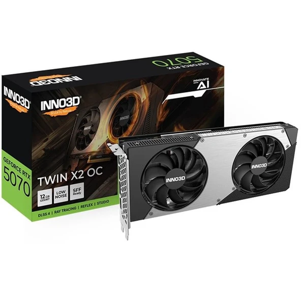 INNO3D RTX5070 12GB TWIN X2 OC N50702-12D7X-195064N GDDR7 192bit HDMI DP PCIe 5.0 ürün görseli 1