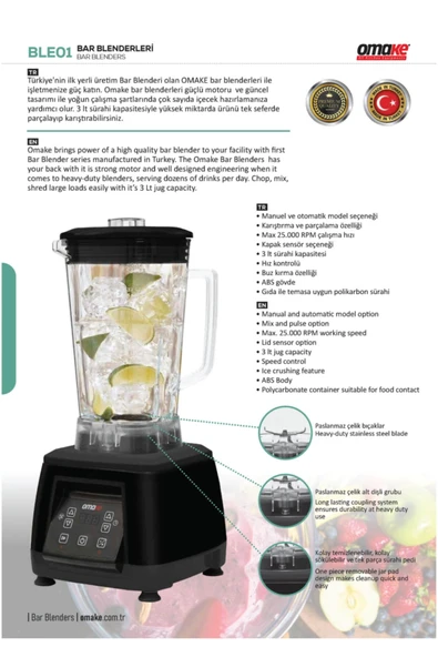 Bar Blender Manuel OMK-BLE01-E11-0002 Kırmızı - Resim 2
