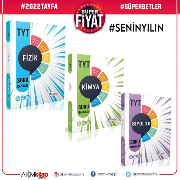 KöşeBilgi Yayınları TYT Fizik Kimya Biyoloji Soru Bankası Seti 3 Kitap ürün görseli 1