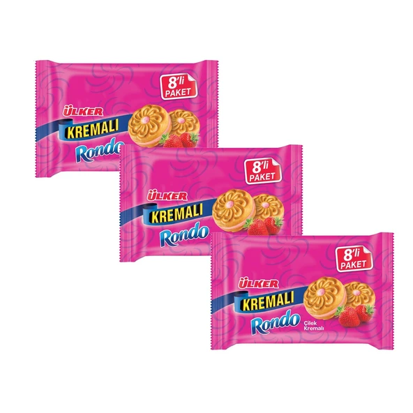 Ülker Kremalı Rondo Çilek 8 li 488 gr x 3 Adet ürün görseli 1