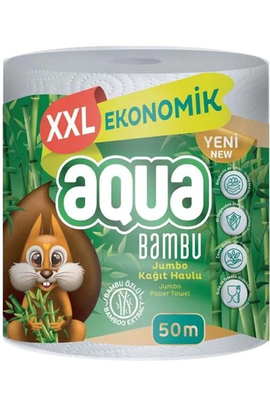 Aqua Kağıt Havlu 3 Katlı Jumbo Paket XXL Bambu (50 Metre) ürün görseli 1