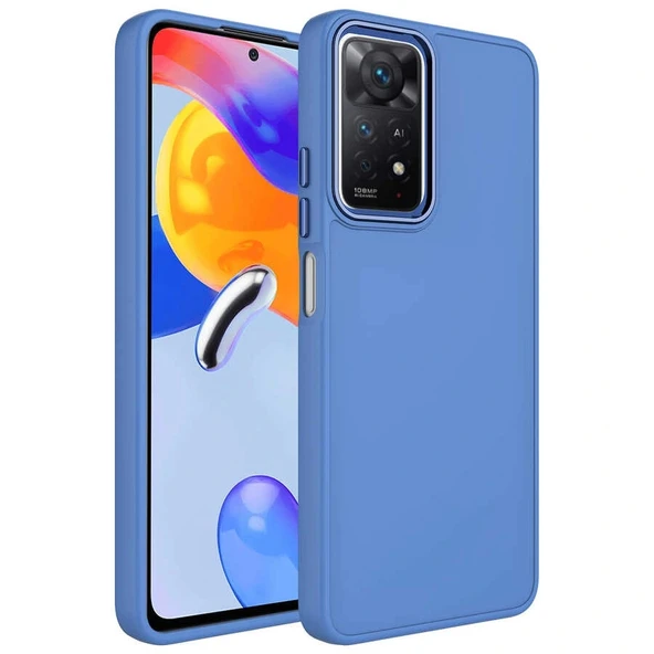 Xiaomi Redmi Note 11S Global Kılıf Metal Çerçeve ve Buton Tasarımlı Silikon Luna Kapak ürün görseli 1