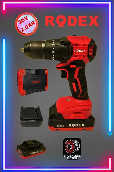 20 V 2.0 Ah Çift Akülü Darbeli matkap Kömürsüz Motor RDX3404 ürün görseli 1