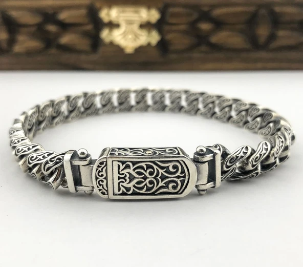 925 Ayar Gümüş El İşi Gurmet Erkek Bileklik ürün görseli 1