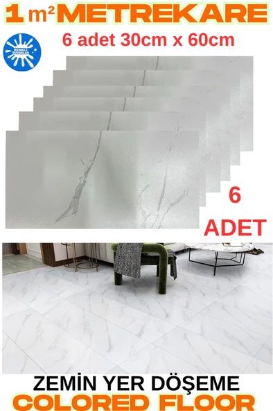 Renkli Duvarlar 6 Adet 30cmx60cm Yapışkanlı Floor Pvc Panel 803 Yer Zemin Kaplama Paneli Arkası Kauçuklu ürün görseli 1