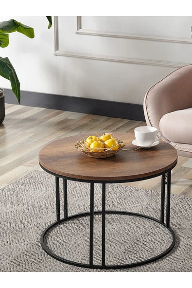 SEDAŞ LIVING UNITS Salon Orta Sehpa Koyu Ceviz Suntalam (SİYAH) Metal Ayak Orta Sehpa ürün görseli 1