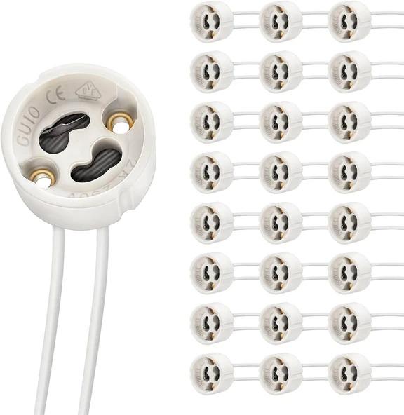 25 Adet GU10 duy 2A LED halojen lamba duyu 0,75 mm² silikon tel seramik duy bağlantı duyları 300 W enerji sınıfı A ürün görseli 1