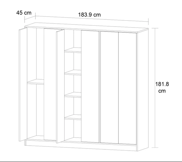 6 Kapaklı Side Gardrop Beyaz - Resim 4