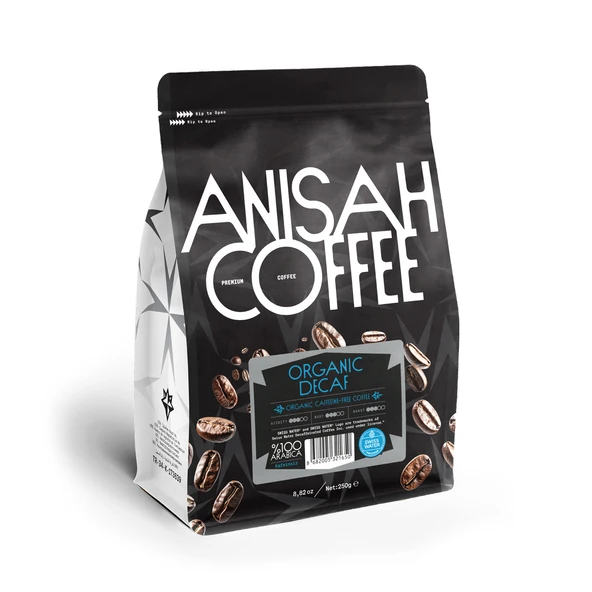 Anisah Coffee Organik Decaf Kafeinsiz Öğütülmüş Filtre Kahve 250gr ürün görseli 1