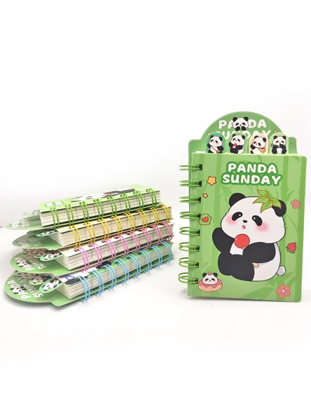 Sevimli Panda Ayraçlı Mini Not Defteri (9x14,5 cm) - Süslü Panda ürün görseli 1