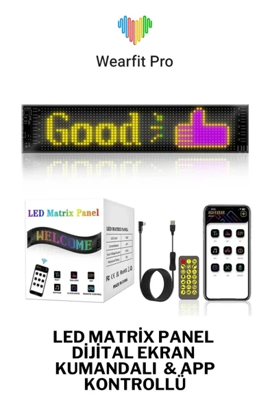 Led Ekran Matrix Panel Cama Yapışan En Büyük Boy 16X96 Telefon App Kontrol Digital Araba Yazısı ürün görseli 1