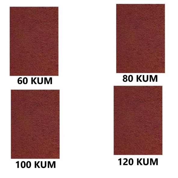 Su Zımparası, Yumuşak Kağıt, Yüksek Kalite 23X28 cm 60,80,100,120 KUM 4 Parça ürün görseli 1