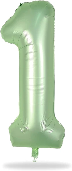 1 Rakam Retro Yeşil Folyo Balon 34 inç 76 cm ürün görseli 1