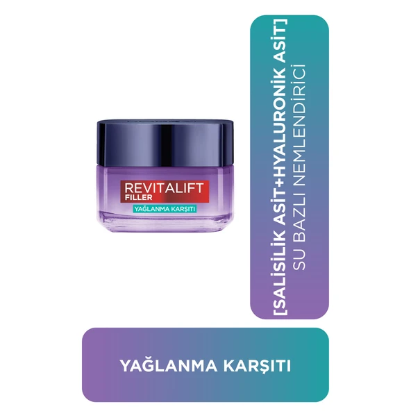 L'Oréal Paris Revitalift Filler Yağlanma Karşıtı Su Bazlı Nemlendirici Jel Krem - Salisilik Asit & Hyaluronik Asit ürün görseli 1