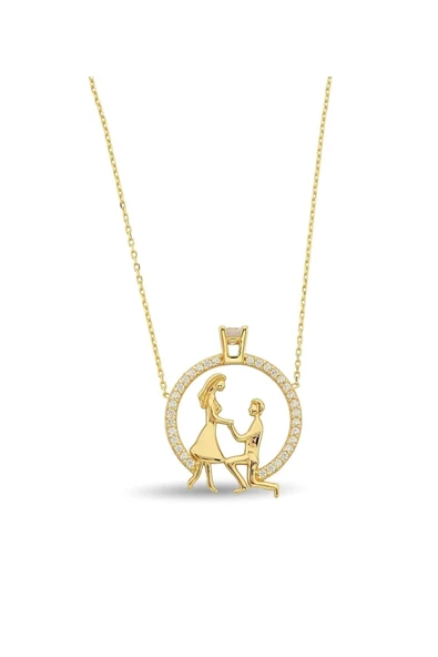 14 Ayar Gold Tektaş Evlenme Teklifi Altın Kolye ürün görseli 1