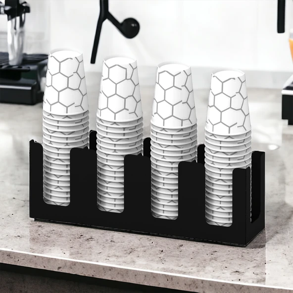 14Oz Kapasiteli 4 Bölmeli Metal Karton Bardaklık - Kahve Dükkanları ve HORECA İçin Mükemmel Bardak Ünitesi ürün görseli 1