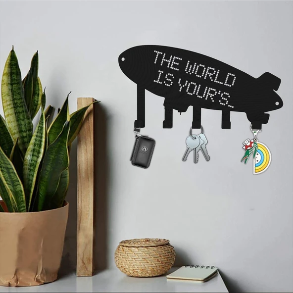THE WORLD IS YOUR'S METAL ANAHTARLIK SİYAH ürün görseli 1